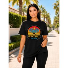 Vodexa Unisex Oversize Tennis Baskılı T-Shirt %100 Pamuk Tenis Temalı Rahat Kalıp Kısa Kollu Tişört