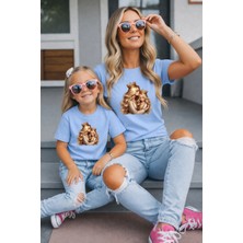 Vodexa Anne Kız Kombin Oversize Tişört Twin T-Shirt %100 Pamuk Rahat Kalıp