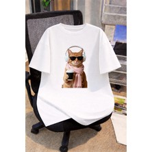 Vodexa Oversize Çocuk Genç Tişört %100 Pamuk Baskılı Rahat Kalıp Günlük Şık T-Shirt
