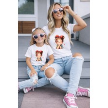 Vodexa Anne Kız Kombin Oversize Tişört Twin T-Shirt %100 Pamuk Rahat Kalıp