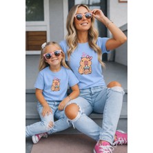 Vodexa Anne Kız Kombin Oversize Tişört Twin T-Shirt %100 Pamuk Rahat Kalıp