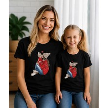 Vodexa Anne Kız Oversize Tişört Twin T-Shirt %100 Pamuk Rahat Kalıp (Her Ürün Tekli Satılmaktadır)