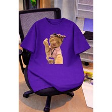 Vodexa Oversize Çocuk Genç Tişört %100 Pamuk Baskılı Rahat Kalıp Günlük Şık T-Shirt