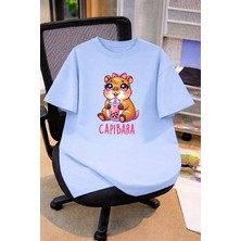 Vodexa Oversize Çocuk Genç Tişört %100 Pamuk Baskılı Rahat Kalıp Günlük Şık T-Shirt