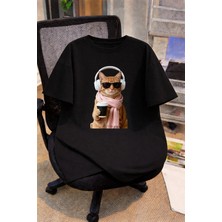 Vodexa Oversize Çocuk Genç Tişört %100 Pamuk Baskılı Rahat Kalıp Günlük Şık T-Shirt