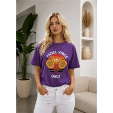 Vodexa Unisex Oversize Tennis Baskılı T-Shirt %100 Pamuk Tenis Temalı Rahat Kalıp Kısa Kollu Tişört