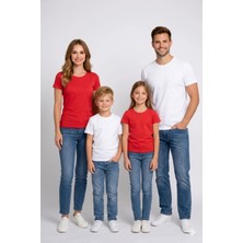 Vodexa Aile Çocuk Kombin Oversize Tişört Twin T-Shirt Karışık Ailece Sade Baskılı (Tekli Satılmaktadır)