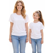 Vodexa Anne Kız Kombin Sade Oversize Tişört Twin T-Shirt %100 Pamuk Rahat Kalıp