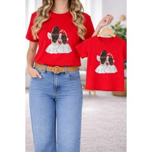 Vodexa Anne Kız Kombin Oversize Tişört Twin T-Shirt %100 Pamuk Rahat Kalıp