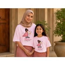 Vodexa Anne Çoçuk Oversize Tişört Kombin Twin T-Shirt %100 Pamuk Rahat Kalıp (Tekli Olarak Satılmaktadır)