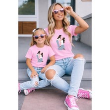 Vodexa Anne Kız Kombin Oversize Tişört Twin T-Shirt %100 Pamuk Rahat Kalıp