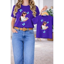 Vodexa Anne Kız Kombin Oversize Tişört Twin T-Shirt %100 Pamuk Rahat Kalıp