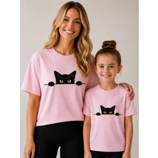 Vodexa Anne Çoçuk Oversize Tişört Kombin Twin T-Shirt %100 Pamuk Rahat Kalıp (Tekli Olarak Satılmaktadır)