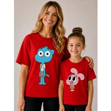 Vodexa Anne Çoçuk Oversize Tişört Kombin Twin T-Shirt %100 Pamuk Rahat Kalıp (Tekli Olarak Satılmaktadır)