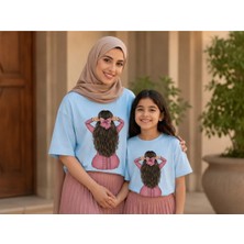 Vodexa Anne Çoçuk Oversize Tişört Kombin Twin T-Shirt %100 Pamuk Rahat Kalıp (Tekli Olarak Satılmaktadır)