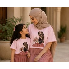 Vodexa Anne Çoçuk Oversize Tişört Kombin Twin T-Shirt %100 Pamuk Rahat Kalıp (Tekli Olarak Satılmaktadır)