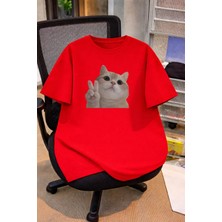 Vodexa Oversize Çocuk Genç Tişört %100 Pamuk Baskılı Rahat Kalıp Günlük Şık T-Shirt