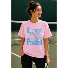 Vodexa Unisex Oversize Tennis Baskılı T-Shirt %100 Pamuk Tenis Temalı Rahat Kalıp Kısa Kollu Tişört