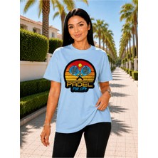 Vodexa Unisex Oversize Tennis Baskılı T-Shirt %100 Pamuk Tenis Temalı Rahat Kalıp Kısa Kollu Tişört