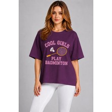 Vodexa Unisex Oversize Tennis Baskılı T-Shirt %100 Pamuk Tenis Temalı Rahat Kalıp Kısa Kollu Tişört