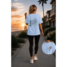 Vodexa Unisex Oversize Tennis Baskılı T-Shirt %100 Pamuk Tenis Temalı Rahat Kalıp Kısa Kollu Tişört