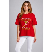 Vodexa Unisex Oversize Tennis Baskılı T-Shirt %100 Pamuk Tenis Temalı Rahat Kalıp Kısa Kollu Tişört
