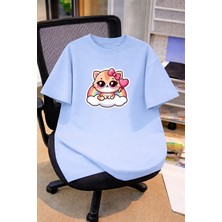 Vodexa Oversize Çocuk Genç Tişört %100 Pamuk Baskılı Rahat Kalıp Günlük Şık T-Shirt