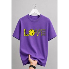 Vodexa Unisex Oversize Tennis Baskılı T-Shirt %100 Pamuk Tenis Temalı Rahat Kalıp Kısa Kollu Tişört
