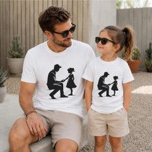Vodexa Baba ve Kız Çocuk Oversize Tişört Baba Kız Yanyana Baskılı (Tekli Satılmaktadır)