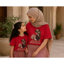 Vodexa Anne Çoçuk Oversize Tişört Kombin Twin T-Shirt %100 Pamuk Rahat Kalıp (Tekli Olarak Satılmaktadır)