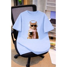 Vodexa Oversize Çocuk Genç Tişört %100 Pamuk Baskılı Rahat Kalıp Günlük Şık T-Shirt