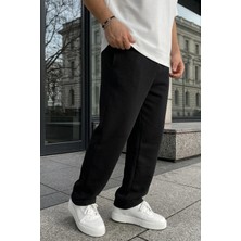 EYDAMOON Erkek Pamuklu Baggy Fit Rahat Kesim Yan Cepli Örme Eşofman Altı