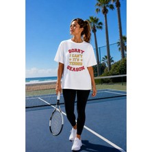 Vodexa Unisex Oversize Tennis Baskılı T-Shirt %100 Pamuk Tenis 29 Temalı Rahat Kalıp Kısa Kollu Tişört