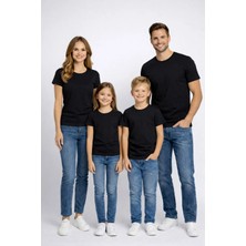 Vodexa Aile Çocuk Kombin Oversize Tişört Twin T-Shirt Karışık Ailece Sade Baskılı (Tekli Satılmaktadır)