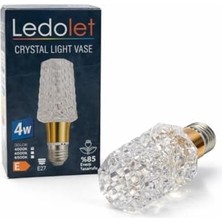 Kazan Hobi 4W Kristal Görünümlü Diamond Vase LED Ampul, E27, Sarı Işık 3000K