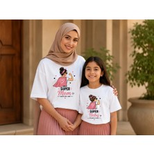 Vodexa Anne Çoçuk Oversize Tişört Kombin Twin T-Shirt %100 Pamuk Rahat Kalıp (Tekli Olarak Satılmaktadır)