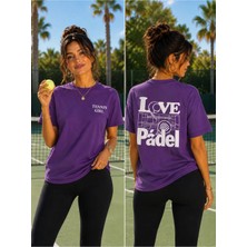 Vodexa Unisex Oversize Tennis Baskılı T-Shirt %100 Pamuk Tenis Temalı Rahat Kalıp Kısa Kollu Tişört