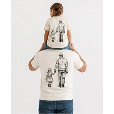 Vodexa Baba ve Kız Çocuk Oversize Tişört Baba Kız Omuzda Baskılı (Tekli Satılmaktadır)