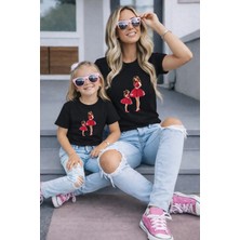 Vodexa Anne Kız Kombin Oversize Tişört Twin T-Shirt %100 Pamuk Rahat Kalıp