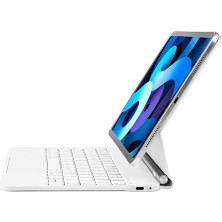 Kazan Hobi iPad Air 11 2026 8.nesil M4 Çinli Uyumlu Touchpad Case Magic Keyboard Aydınlatmalı Klavyeli Tablet Kılıfı, Beyaz