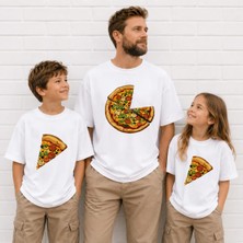 Vodexa Baba Kız.erkek Çocuk Oversize Tişört – Twin T-Shirt Pizzadilimi Baskılı (Ürünler Tekli)