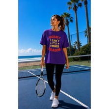 Vodexa Unisex Oversize Tennis Baskılı T-Shirt %100 Pamuk Tenis 29 Temalı Rahat Kalıp Kısa Kollu Tişört