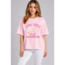 Vodexa Unisex Oversize Tennis Baskılı T-Shirt %100 Pamuk Tenis Temalı Rahat Kalıp Kısa Kollu Tişört