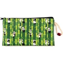 Kazan Hobi 12 cm x 20 cm Orta Boy Fermuarlı Makyaj ve Kalem Çantası, Bambu Panda Desenli