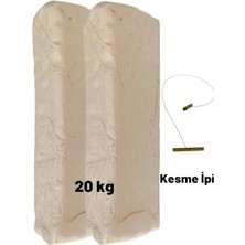 Kazan Hobi Doğal Seramik Hamuru Beyaz Seramik Hamuru, Doğal Kil Çamuru, Oyun Hamuru, 20 Kg, Çamur Kesme Teli-Ipi