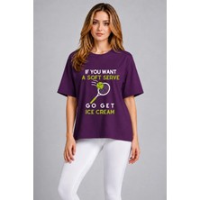 Vodexa Unisex Oversize Tennis Baskılı T-Shirt %100 Pamuk Tenis Temalı Rahat Kalıp Kısa Kollu Tişört