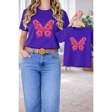 Vodexa Anne Kız Kombin Oversize Tişört Twin T-Shirt %100 Pamuk Rahat Kalıp