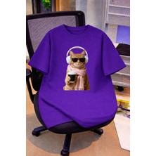 Vodexa Oversize Çocuk Genç Tişört %100 Pamuk Baskılı Rahat Kalıp Günlük Şık T-Shirt