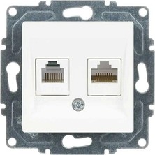 Kazan Hobi Beyaz (Mekanizma + Tuşkapak), Eqona Radius Neoline Data + Nümeris Telefon Prizi (RJ45 Cat6 + Cat3)