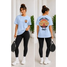 Vodexa Unisex Oversize Tennis Baskılı T-Shirt %100 Pamuk Tenis Temalı Rahat Kalıp Kısa Kollu Tişört